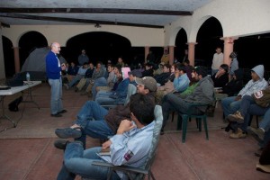 CONANP agents learning from Dr. Rodrigo Medellin, internationally recognized scientist and bat expert at Rancho El Aribabi - Carlos R. Elias